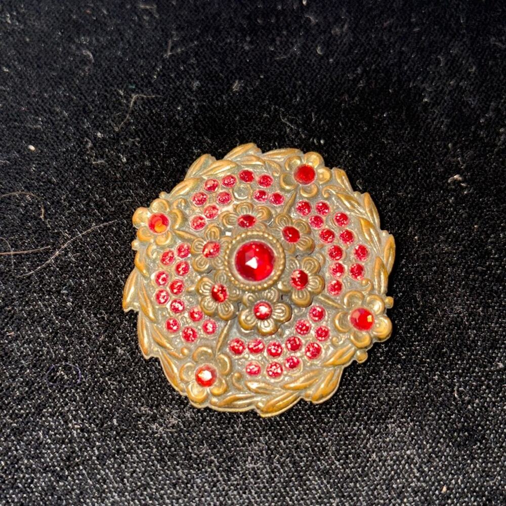 Vintage 1930s–40s Czech Bronze Filigree Brooch